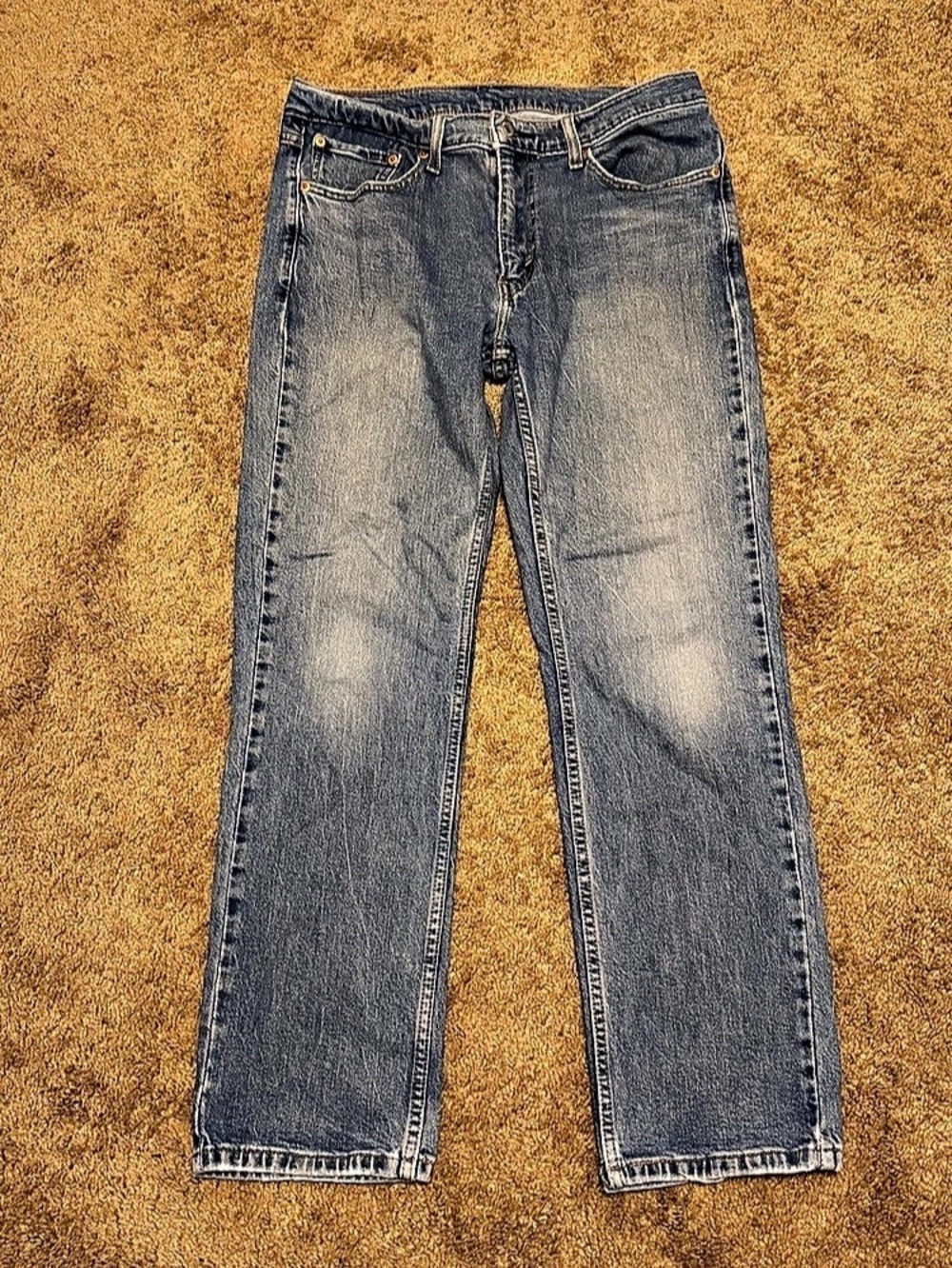 Levis 514 Jeans Mens 32x30 Blue Denim Straight Leg Light Wash Pockets Logo